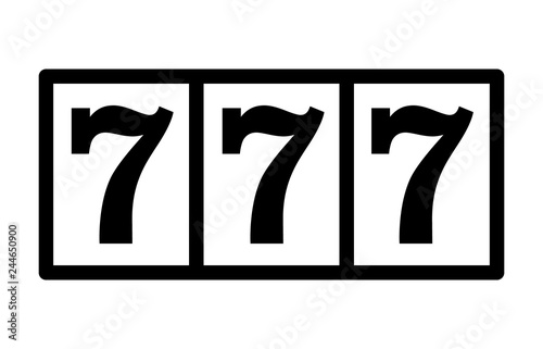 Slot machine or slots with 777 flat vector icon for casino apps and websites
