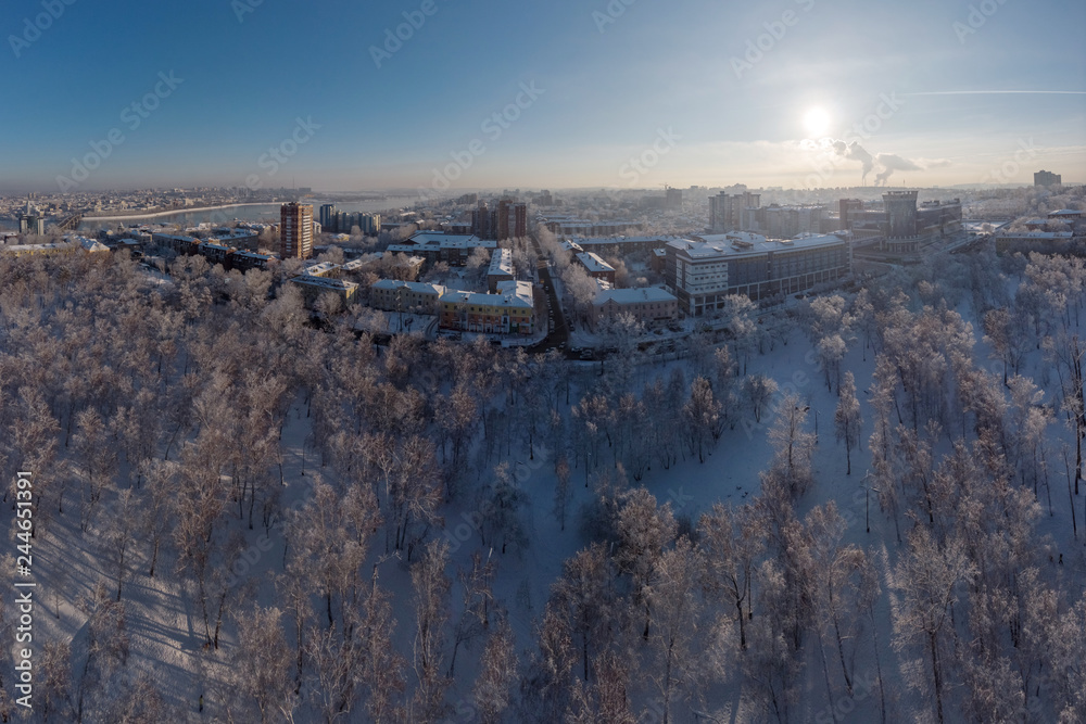 Top view of the winter Irkutsk
