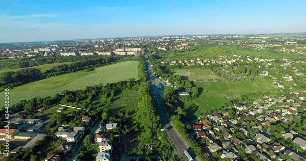 street Dubenska, Ukraine, Rivne, Aerial drone view street Dubenska, Ukraine, Rivne, Aerial drone view