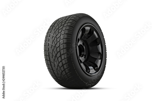 3d rendering Car tires on background.