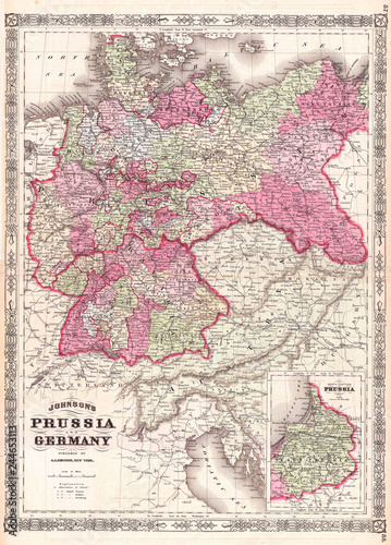 1866, Johnson Map of Prussia and Germany
