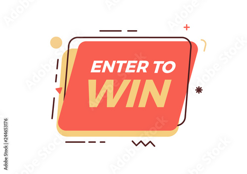 Trendy abstract geometric shape with Enter to Win text. Vector design for marketing, business and events