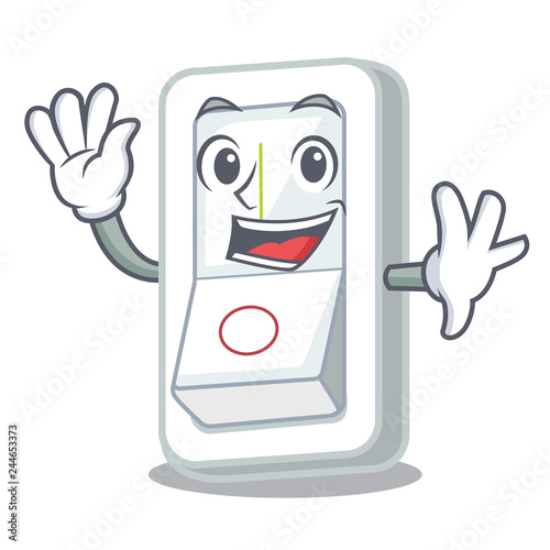 Waving light switch attaches the character wall