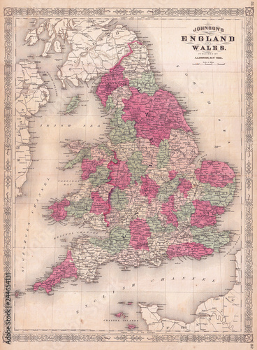 1867, Johnson Map of England and Wales photo