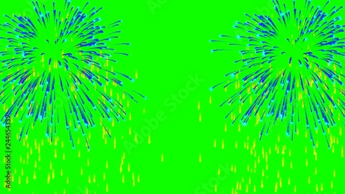 4k Colorful fireworks on green background