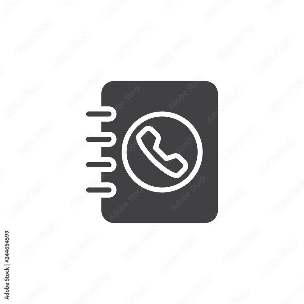 Contact book vector icon. filled flat sign for mobile concept and web design. Phonebook simple solid icon. Symbol, logo illustration. Pixel perfect vector graphics Contact book vector icon. filled flat sign for mobile concept and web design. Phonebook simple solid icon. Symbol, logo illustration. Pixel perfect vector graphics
