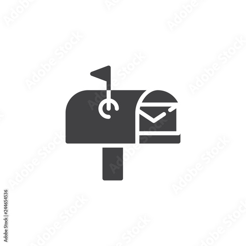 Open mail box with envelope vector icon. filled flat sign for mobile concept and web design. Mailbox simple solid icon. Symbol, logo illustration. Pixel perfect vector graphics