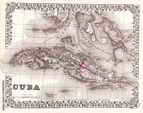 Photography 1872, Mitchell Map of Cuba and the Bahamas