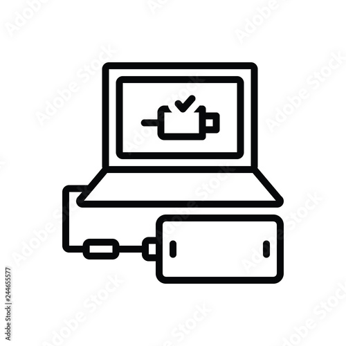 Black line icon for connect add