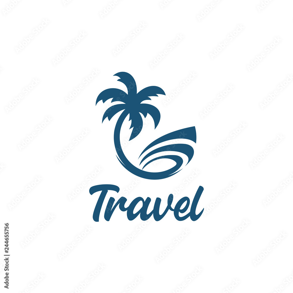 Leisure travel logo template. Tourism emblem, leisure center 