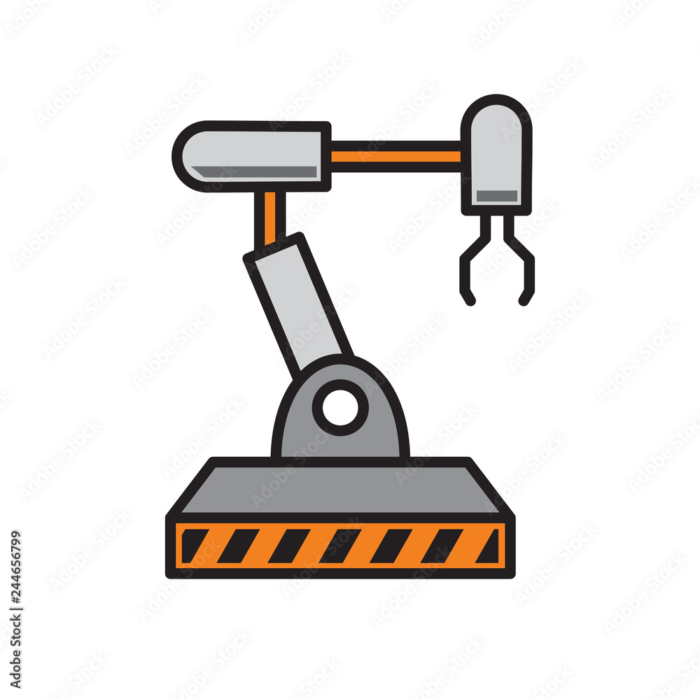 Robotic arm icon on white background for graphic and web design, Modern simple vector sign. Internet concept. Trendy symbol for website design web button or mobile app Robotic arm icon on white background for graphic and web design, Modern simple vector sign. Internet concept. Trendy symbol for website design web button or mobile app
