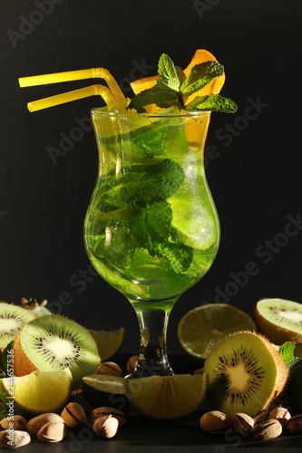 Mojito cockail against dark background photo