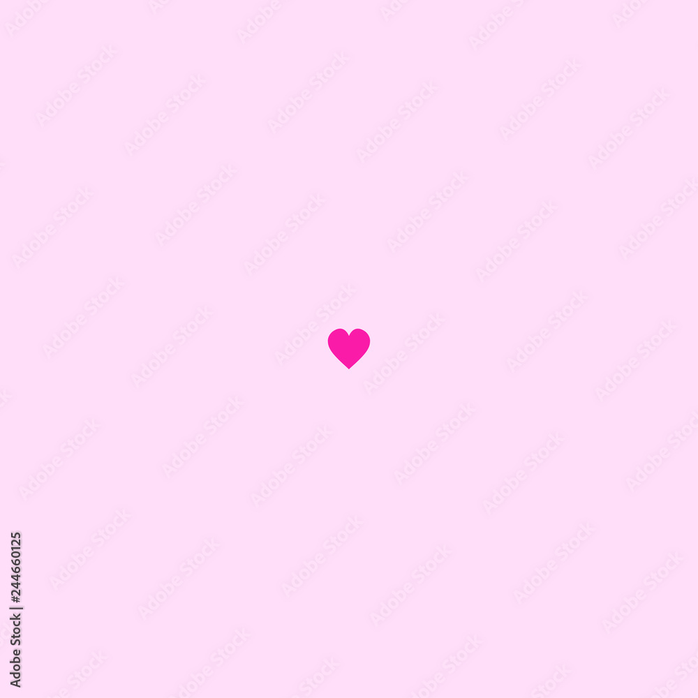 Minimalism, heart in the midle of image on pink background