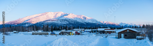 Coldfoot Alaska Panorama in Winter with Alpenglow