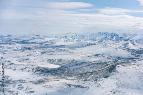 Alaskan Dalton Highway Ice Road from Airplane Tour in Winter