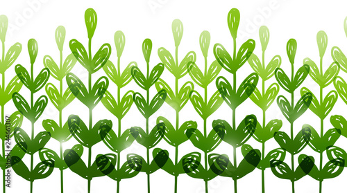 Seamless border with green herbal silhouettes