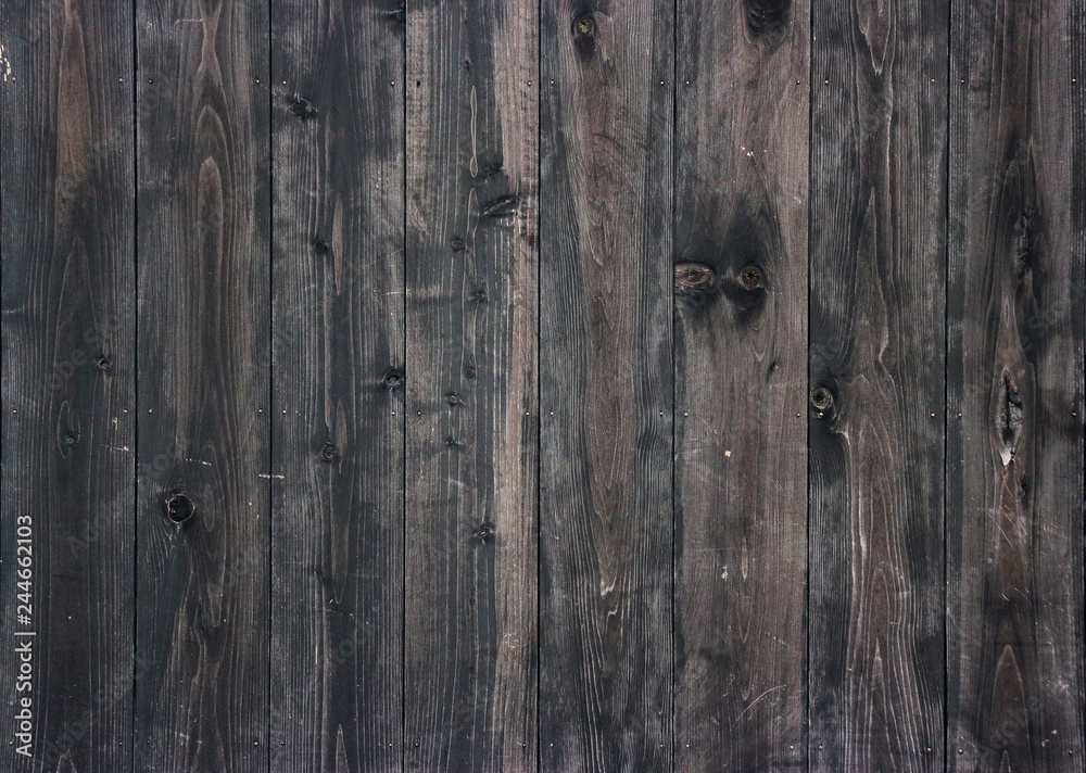 Naklejka premium aged dark wood panels wall background for vintage design texture.