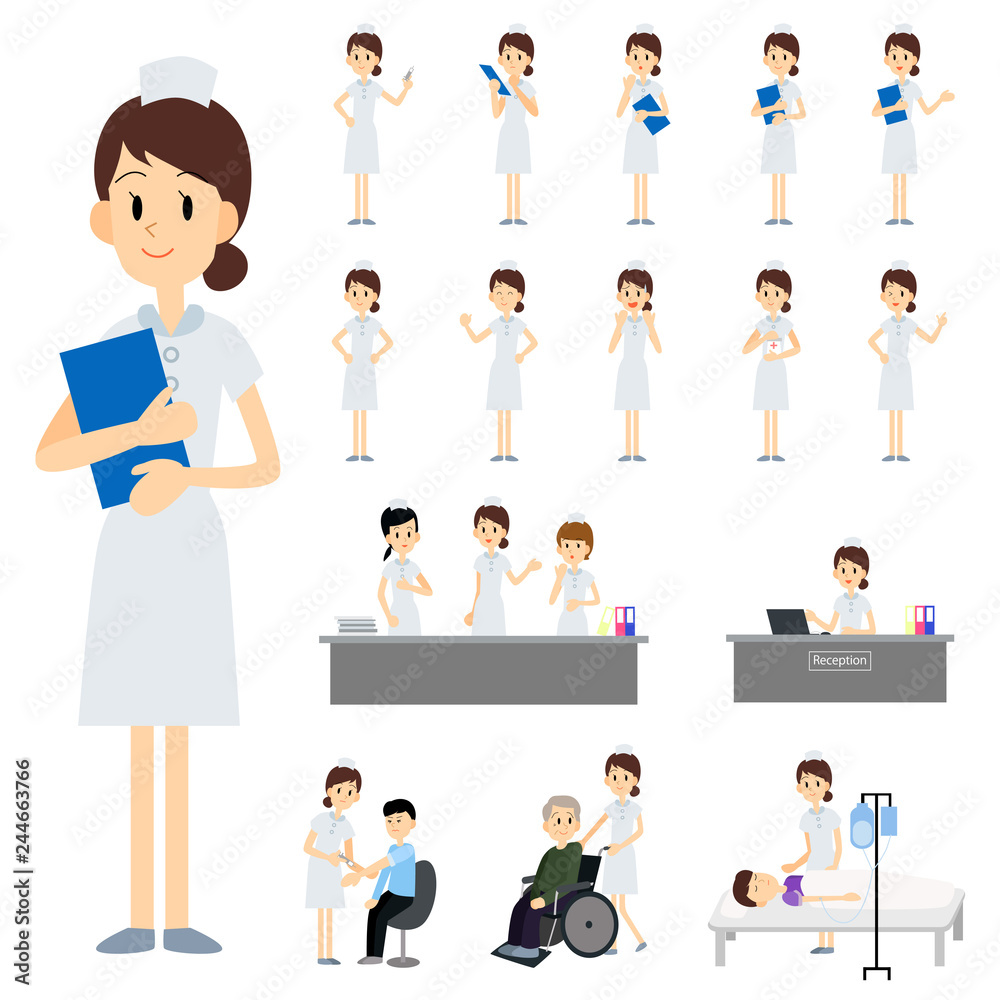 Medical nurse character set. Vector illustration. Medical nurse character set. Vector illustration.