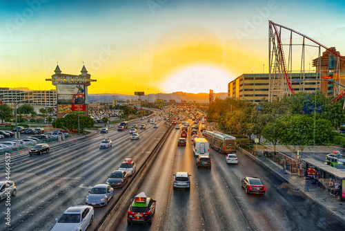 Main street of Las Vegas-is the Strip in evening time.