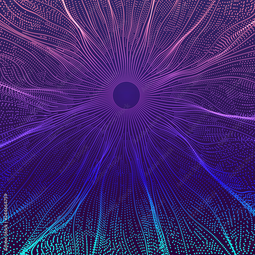 Obraz premium Abstract science or technology background. Graphic design. Network illustration with particle. 3D grid surface.