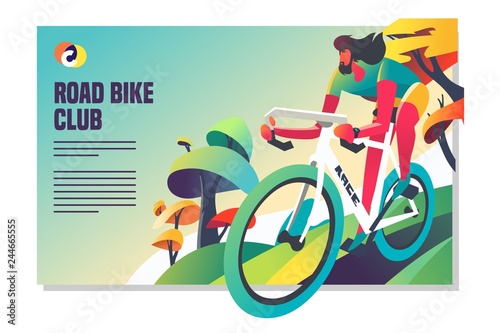 Road bike racing event poster web template. Mixcolor vector illustration
