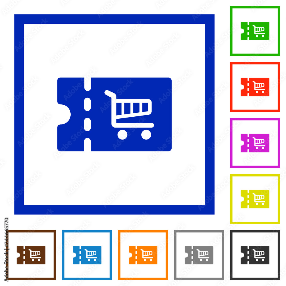 Fototapeta premium Cart discount coupon flat framed icons