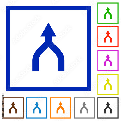 Merge arrows up flat framed icons