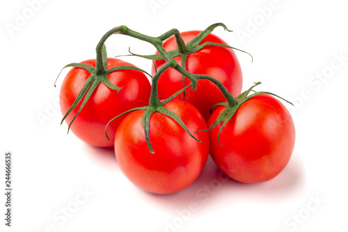 Cherry tomato bunch closeup isolated on white background