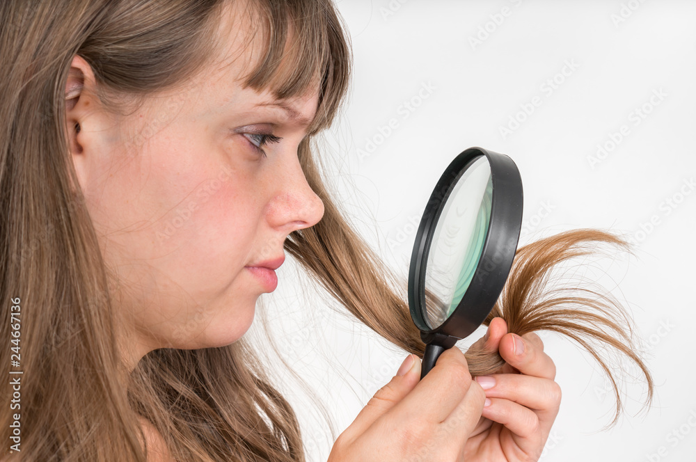 Hair problems - brittle, damaged, dry and loss hair concept Hair problems - brittle, damaged, dry and loss hair concept