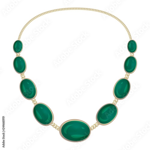 Green gemstone necklace icon. Cartoon of green gemstone necklace vector icon for web design isolated on white background