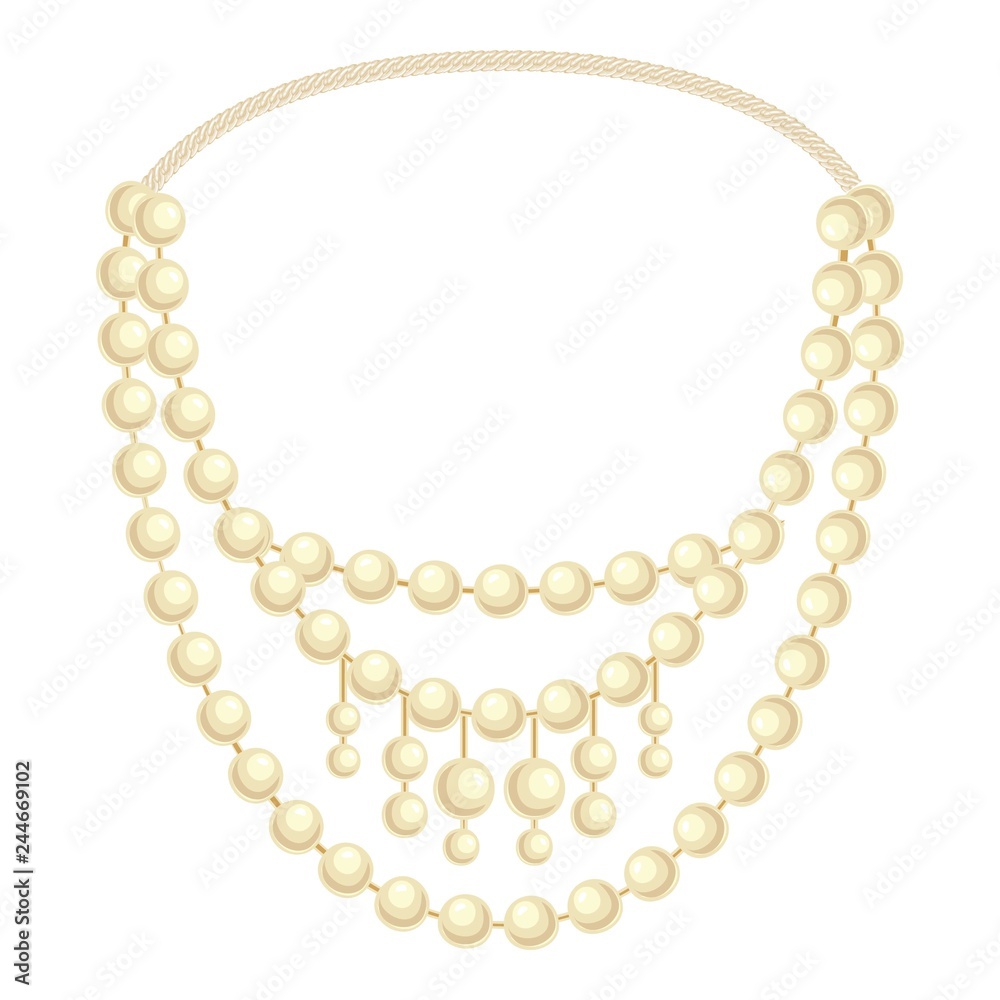 Fashion pearl necklace icon. Cartoon of fashion pearl necklace vector icon for web design isolated on white background