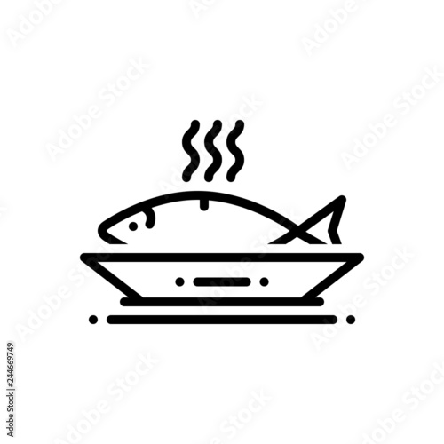 Black line icon for ceviche 