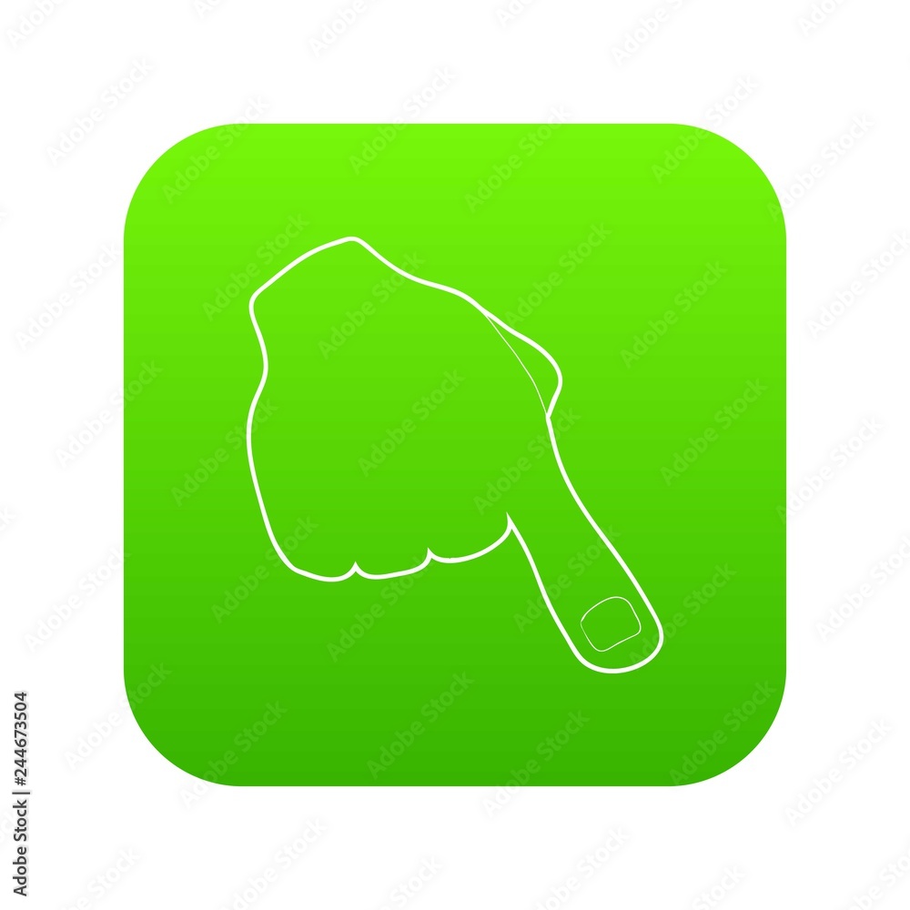 Obraz premium One finger icon green vector isolated on white background