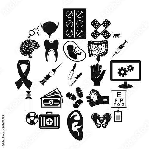 Diagnosis of body icons set. Simple set of 25 diagnosis of body vector icons for web isolated on white background