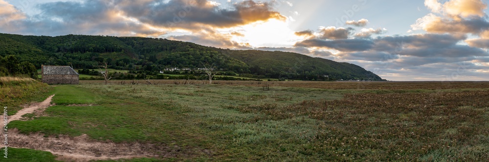 Walking on the South West Coast Path towards Porlock, Somerset, England, UK