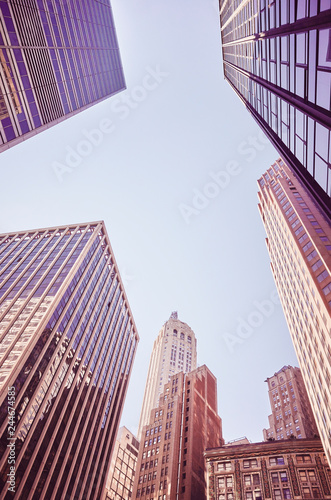 Modern and old New York buildings  color toning applied  USA.