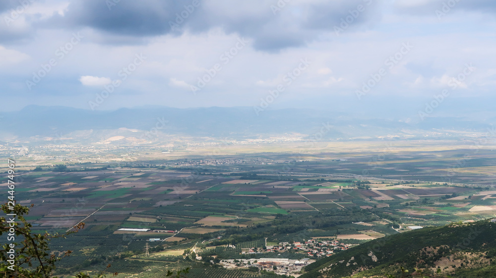 Scenic landscape view of fields around Delphi
