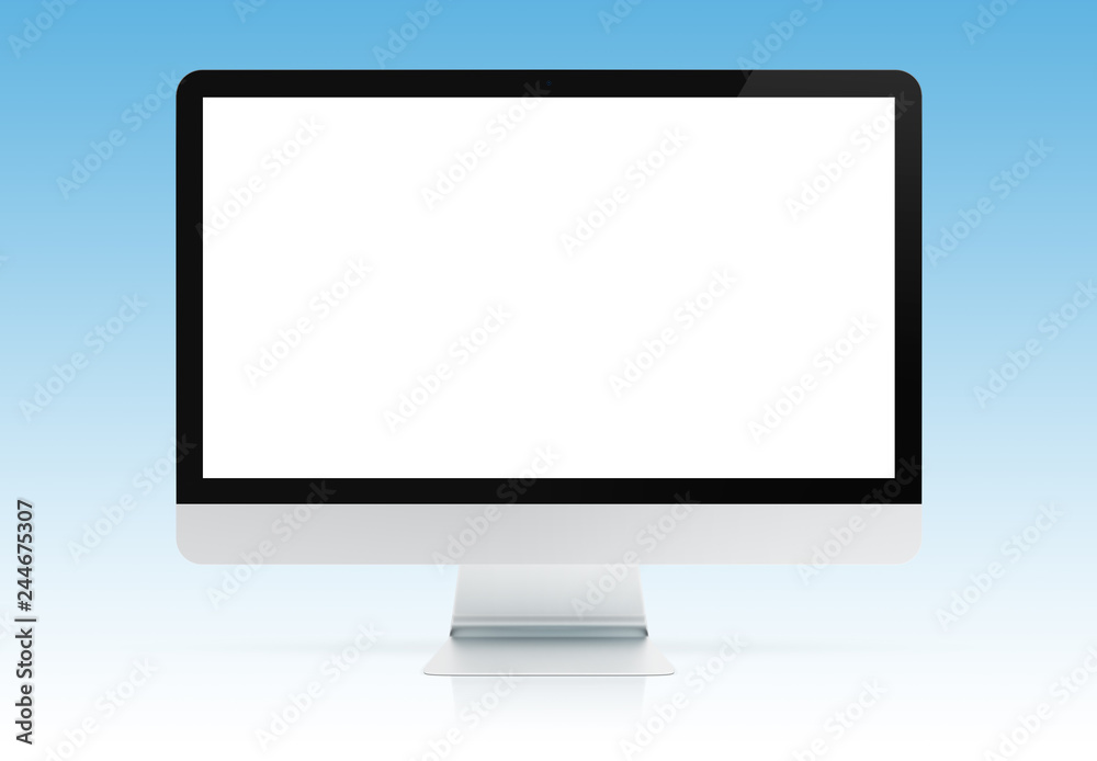 Modern computer monitor mockup isolated 3d rendering Modern computer monitor mockup isolated 3d rendering