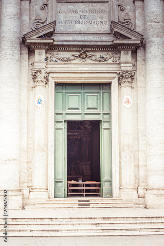 Old retro door in the rome, trastevere