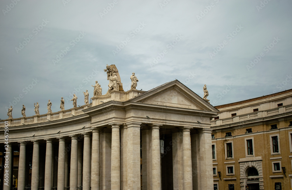 Bernini's Saints Statues atop of St. Peter's Square Colonnade, Vatican, Italy