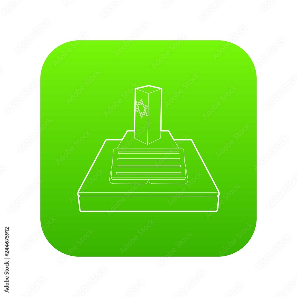 Jevish grave icon green vector isolated on white background