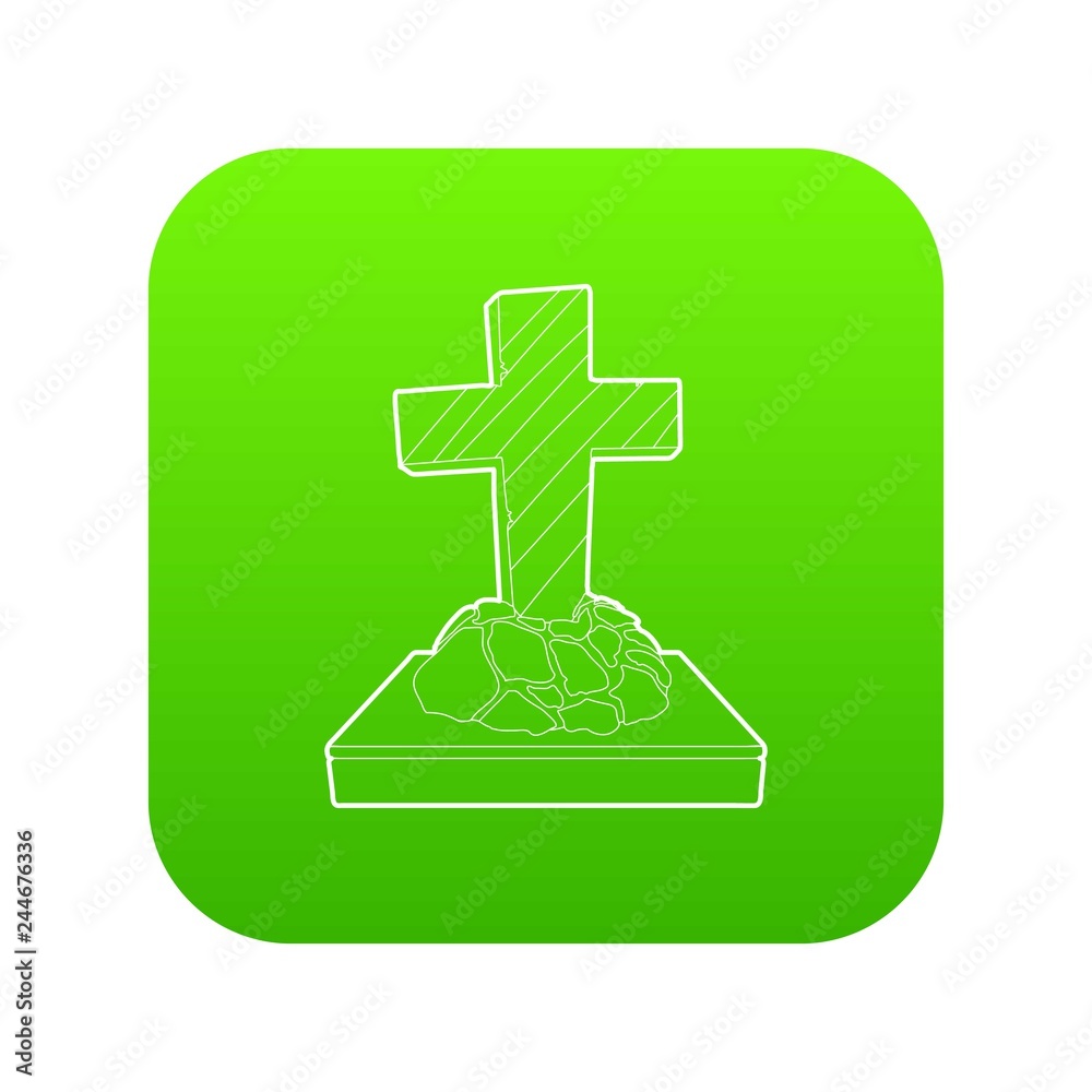 Grave icon green vector isolated on white background Grave icon green vector isolated on white background