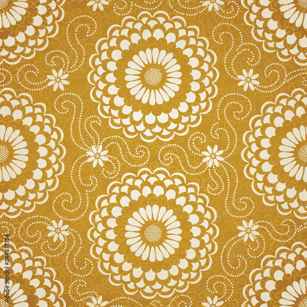 Golden seamless pattern in Moroccan style.