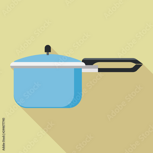Hand pressure cooker icon. Flat illustration of hand pressure cooker vector icon for web design