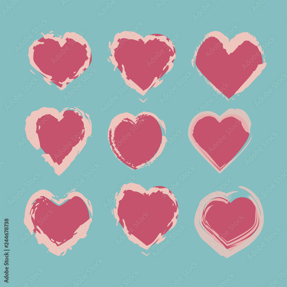 hearts set for valentines day. vector