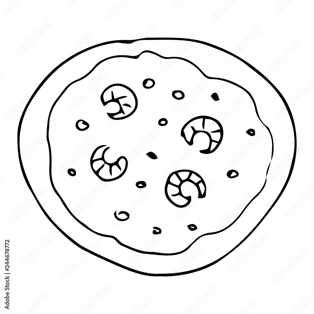 Fototapeta premium pizza. hand-drawn black and white vector illustration