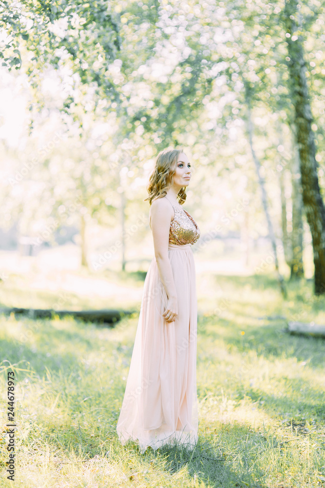 Aerial photo shoot at sunset in the forest. Girl in a flying dress in the style of fine art. Aerial photo shoot at sunset in the forest. Girl in a flying dress in the style of fine art.