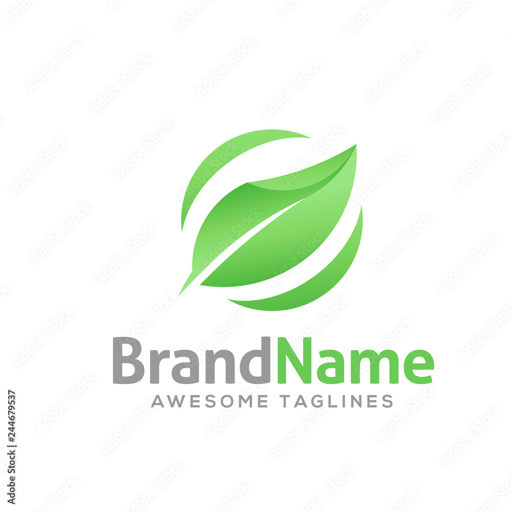 creative circle green leaf ecology nature element vector icon creative circle green leaf ecology nature element vector icon