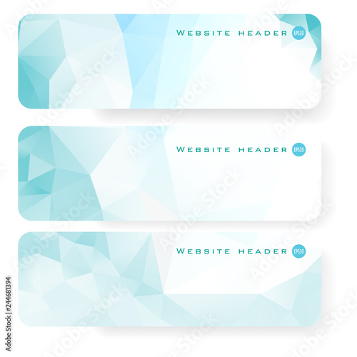 Vector blue ice design template set of banner, header for website with triangle geometric background