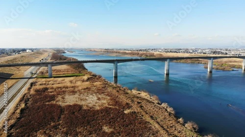埼玉大橋と利根川　日本の風景　ドローン空撮